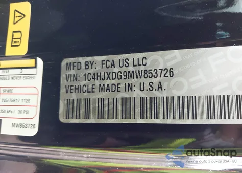 2021 Jeep Wrangler Unlimited Sport S 4X4 z USA, uszkodzony, nr VIN 1C4HJXDG9MW853726